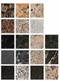Various granite samples